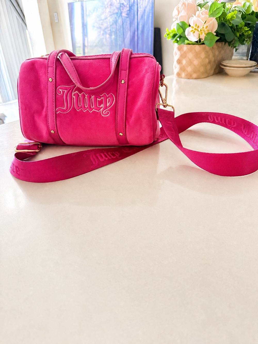 Juicy Couture Vintage Y2K Hot Pink Barrel Bag Crossbody Satchel